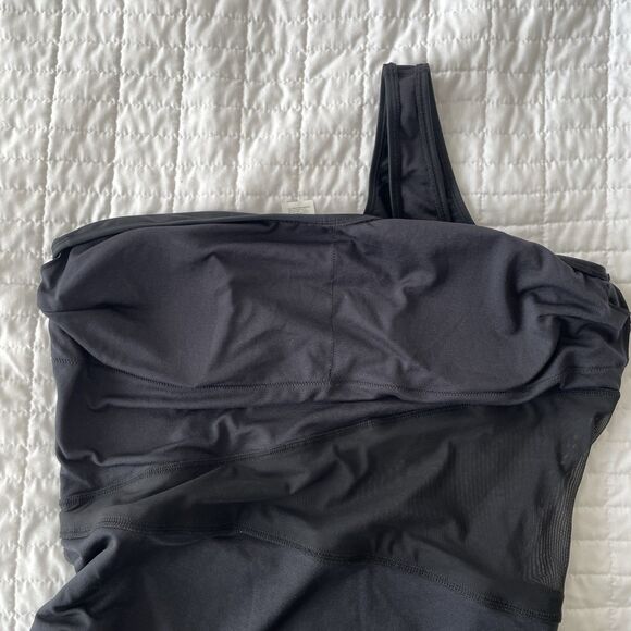 NWT Cupshe One Shoulder Mesh Cutout Womens Black One Piece Swimsuit Size XL - Picture 5 of 8
